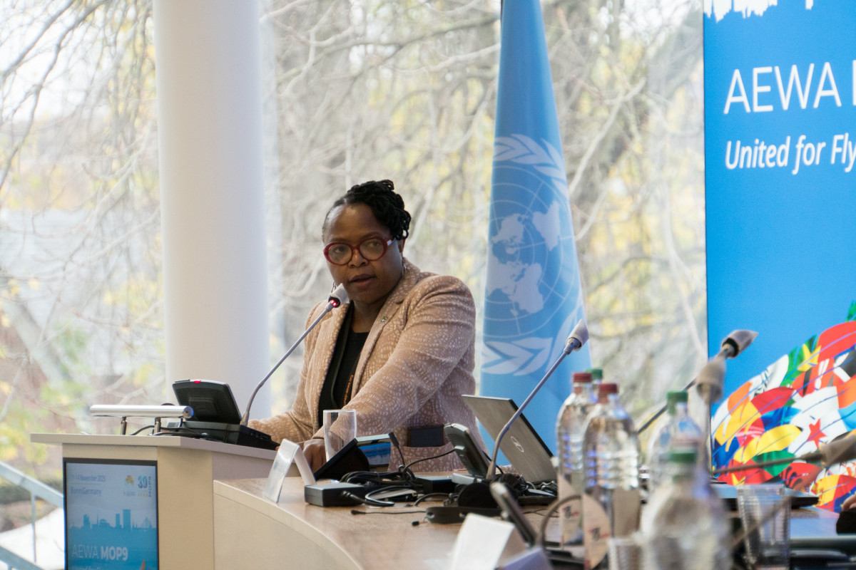 Recipient of one of the donated by Leica binoculars at AEWA MOP9 held on the UN Campus in Bonn, Germany / Photo by Aydin Bahramlouian (CC BY-NC 4.0)
